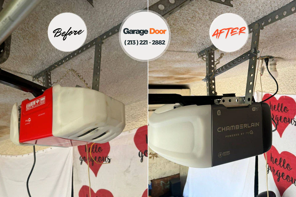 Before and after: garage door repair New London, WI